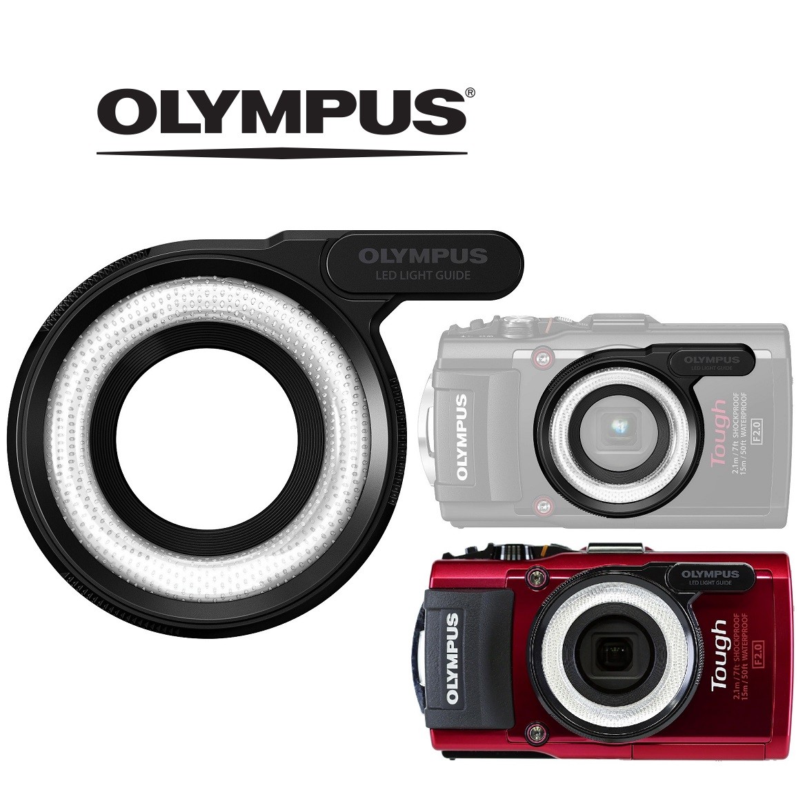 OLYMPUS, OM SYSTEM LG-1 dyfuzor, pierścień LED, przystawka kierująca światło do TG-7 TG-6 TG-5 TG-4 TG-3 TG-2 TG-1