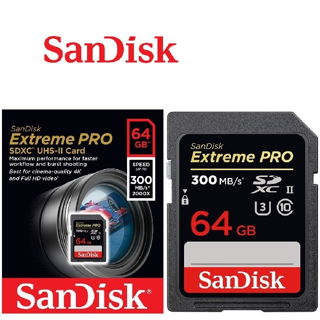 Karta pamięci SANDISK EXTREME PRO SDXC 64GB 300MB/s UHS-II U3