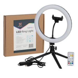 QUADRALITE LED Ring Light 10 CALI, lampa pierścieniowa + statyw + pilot.