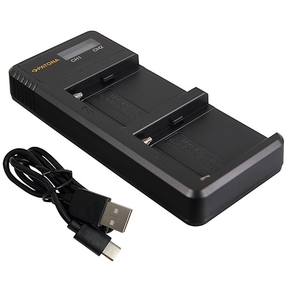 PATONA DUAL LCD USB Podwójna ładowarka do aku aparatów i kamer SONY NP-F, NP-FM oraz lamp Quadralite i GlareOne