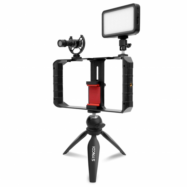 SYNCO Vlogger KIT 1 - mikrofon nakamerowy M1S + panel LED + statyw + uchwyt video + zestaw