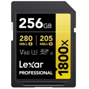 Karta pamięci LEXAR SDXC 256GB PRO 1800x 280MB/s UHS-II V60 U3 R280/W205 C10 + LAMPKA LED