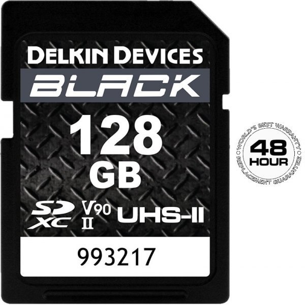 Karta pamięci DELKIN SDXC 128GB BLACK RUGGED UHS-II (V90) R300/W250, PANCERNA, WODOODPORNA, pracuje w zakresie temperatur od -25°C do 85°C
