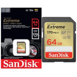 Karta pamięci SANDISK EXTREME SDXC 64GB 170/80 MB/s V30 UHS-i U3