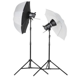 QUADRALITE Up! X 600 KIT Lampy błyskowe studyjne 2szt UP! 300 mocowanie Bowens + zestaw: 2 statywy, 2szt parasol, czasza, kable itp