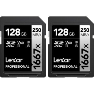 2szt Karta pamięci LEXAR SDXC 128GB 1667x UHS-II U3 V60 250MB/s Class10 — DWUPAK — – 2szt