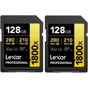 2szt. Karta pamięci LEXAR SDXC 128GB PRO 1800x 280MB/s UHS-II V60 U3 R280/W210 C10 -- DWUPAK -- - 2szt + LAMPKA LED