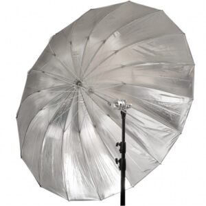 GlareOne ORB 160cm srebrny. Głęboka parasolka z dyfuzorem