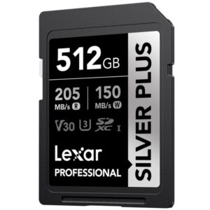 Karta pamięci LEXAR SDXC 512GB SILVER PLUS U3 V30 205MB/s Class10 ZAPIS: 150MB/s