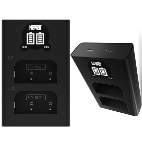 NEWELL DL-USB-C ładowarka do 2 akumulatorów BLX-1 do OLYMPUS OM SYSTEM OM-1, OM-1 II i gripa HLD-10