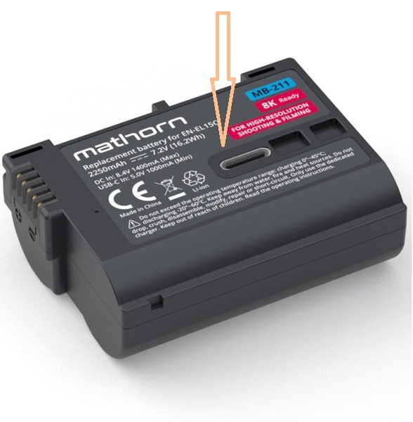 MATHORN MB-211 akumulator 2250mAh z ładowaniem przez USB-C zamiennik EN-EL15C do aparatów NIKON