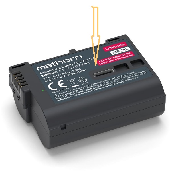 MATHORN MB-212 Ultimate akumulator 2400mAh z ładowaniem przez USB-C zamiennik EN-EL15C do aparatów NIKON