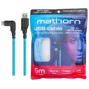 MATHORN MTC-501 5m. kabel do tetheringu 10GBPS 60W USB-A na USB-C90 (kątowy)