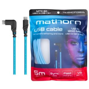 MATHORN MTC-511 5m. kabel do tetheringu 10GBPS 60W USB-C na USB-C90 (kątowy)