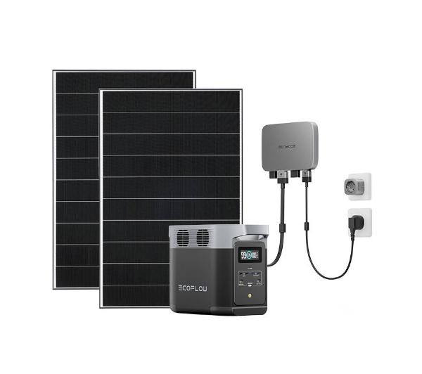 ECOFLOW BASIC PLUS DELTA 2 Fotowoltaika balkonowa zestaw : Stacja + 2x PANEL 395W + kable + moduł