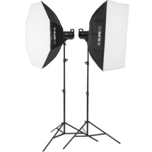 GlareOne LED 1000 Basic Kit - zestaw oświetlenia studyjnego - 2 lampy światła ciągłego, 2 statywy 220cm, 2 softboxy
