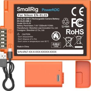 SmallRig 4967 EN-EL25 USB-C pomarańczowy akumulator z ładowaniem przez USB-C + KABEL, do aparatów NIKON Z30, Z50, ZFC, z Fc