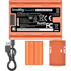SmallRig 4970 NP-W235 USB-C 2400mAh pomarańczowy akumulator z ład. przez USB-C do FUJIFILM X-T4, X-T5, X-H2, X-H2S, X-S20, GFX-100S, GFX50S