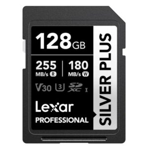 Karta pamięci LEXAR Professional SILVER Plus SDXC 128GB U3 V30 255MB/s Class10 odczyt 255MB/s zapis 180MB/s