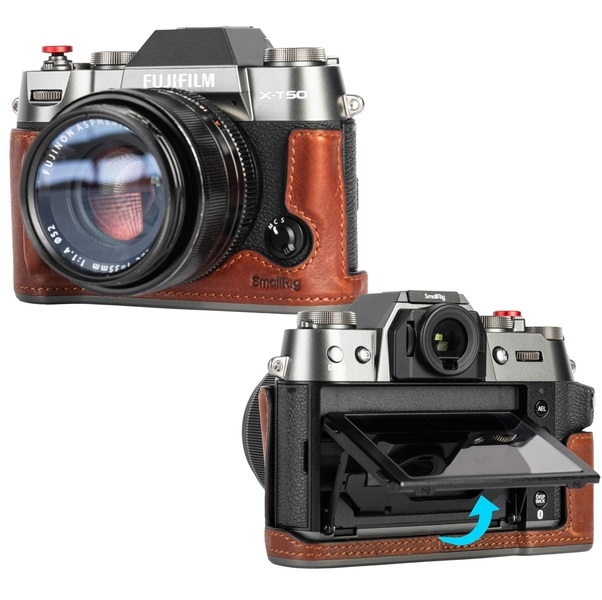 FUJIFILM X-T50 - SmallRig 4710 brązowe Skórzane półetui z paskiem do FUJIFILM X-T50