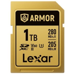 Karta pamięci LEXAR SDXC 1TB ARMOR Gold UHS-II U3, Stainless Steel, IP68 R280/W210 (V60), PANCERNA, ODPORNA na WSZYSTKO