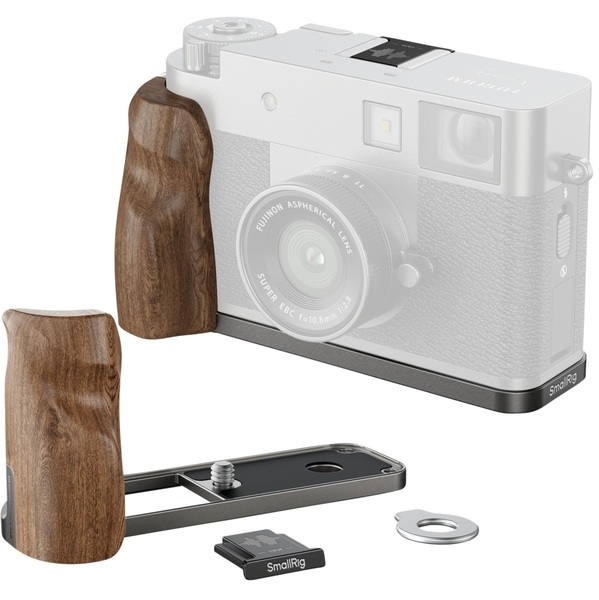 FUJIFILM X HALF X-HF1 - SmallRig 5394 L-Shaped, grafitowa Płytka montażowa w kształcie litery L z DREWNIANYM uchwytem do FUJIFILM X HALF X-HF1