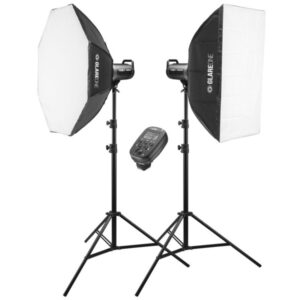 GlareOne ANTARES 600 BASIC KIT, zestaw: 2 lampy, 2 statywy, wyzwalacz, 2 softboxy