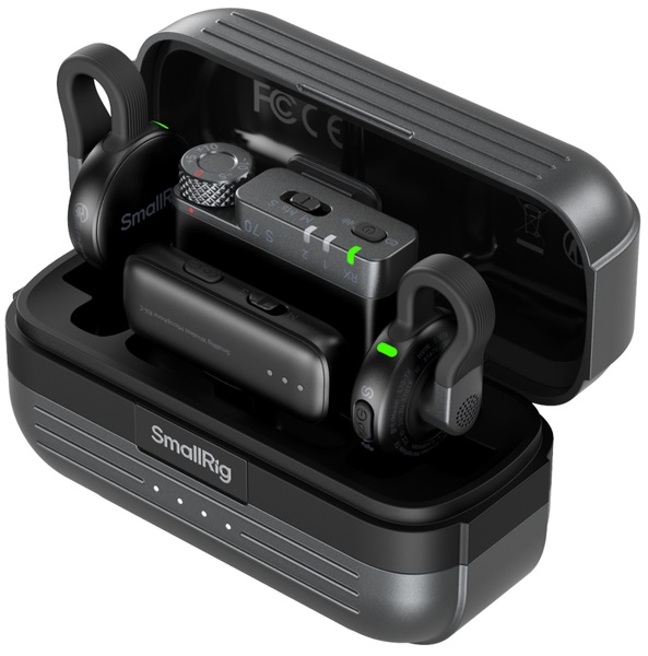 SmallRig 5714 S70-A Czarny All-in-One (2 TX + 2 RX + etui ładujące) System mikrofonów bezprzewodowych, 2 nadajniki