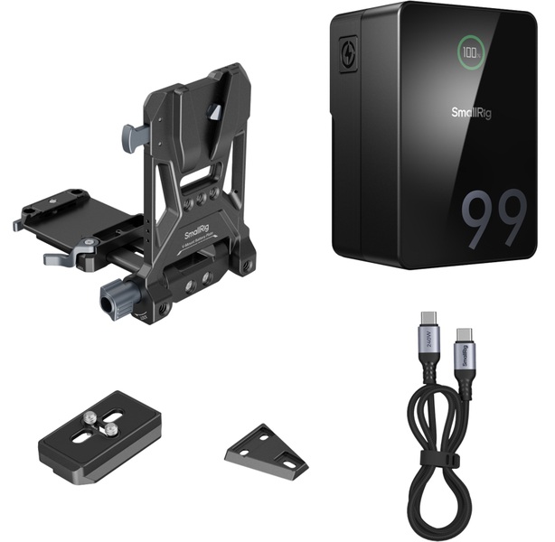 SmallRig 5046 zestaw: 4292 VB99 PRO akumulator V-mount 6800 mAh + 4064 płytka montażowa, uchwyt akumulatora V-mount, obrotowa konstrukcja, Arca-Swiss