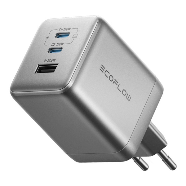 ECOFLOW GaN RAPID PRO 100W, Ładowarka sieciowa 100W GaN, 2x USB-C + USB-A