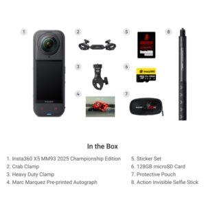 Insta360 X5 MM93 2025 Championship Edition, kamera sportowa w mega pakiecie na motocykl