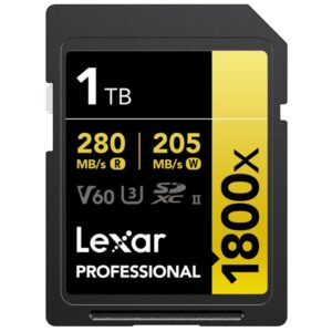 Karta pamięci LEXAR SDXC 1TB PRO 1800x 280MB/s UHS-II V60 U3 R280/W205 C10