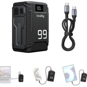 SmallRig 5864 T99, Akumulator V-mount Triple-Proof, odporny na upadek z 1,8m, wodoodporny i pyłoszczelny - IP54, ogniwa LG