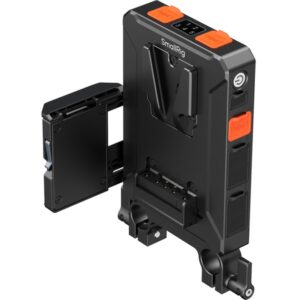 SmallRig 5881 Ineligentna Płytka montażowa akumulatora V-Mount z podwójnym zaciskiem prętowym 15mm, system zarządzania zasilaniem