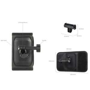 SmallRig 6306 Uchwyt na pasek plecaka , torby (rzep), głowica kulowa do kamer ze standardowym mocowaniem dwubolcowym np: DJI Osmo Action 6 / DJI Osmo Nano