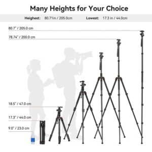 SMALLRIG 3474 CT-20 Aluminiowy statyw z głowicą, opcja kijek trekkingowy, monopod.