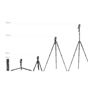 SMALLRIG 4307 Aluminiowy statyw z głowicą wideo, 46-185cm, do 15kg, po złożeniu 46cm, opcja Monopod