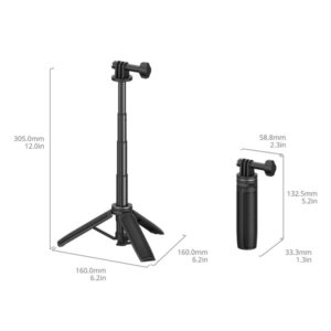 SmallRig 6148 Kijek, Uchwyt do selfie, statyw 2w1, od 13-30cm, do kamer sportowych