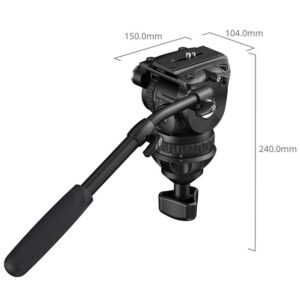 SMALLRIG 6554 Głowica wideo Heavy-Duty, gniazdo bazy 100mm, 7x regulacja przeciwwagi, 4x regulacja tłumienia panoramowania i 4x regulacja pochylenia + LAMPKA LED