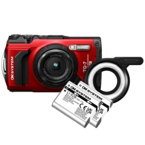OLYMPUS OM SYSTEM TG-7 czerwony Zestaw promocyjny MAKRO + dyfuzor, pierścień LED LG-1 + Dodatkowy aku LI-92B